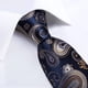 thumbnail image 3 of Corbata Azul Seda hombre con paño y colleras Azul Café Flores, 3 of 5