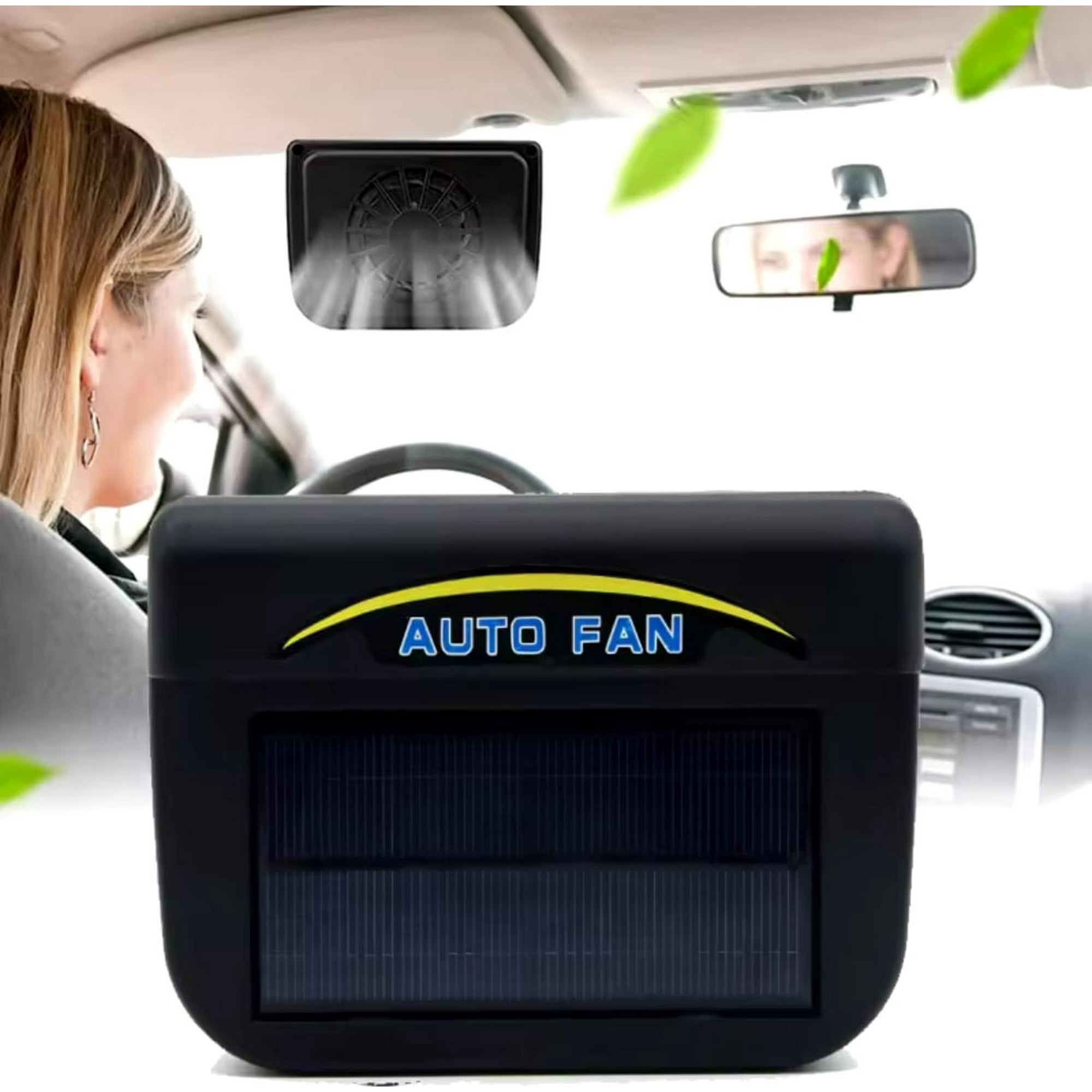 Genérico - Ventilador Portátil Solar Para Auto Negro