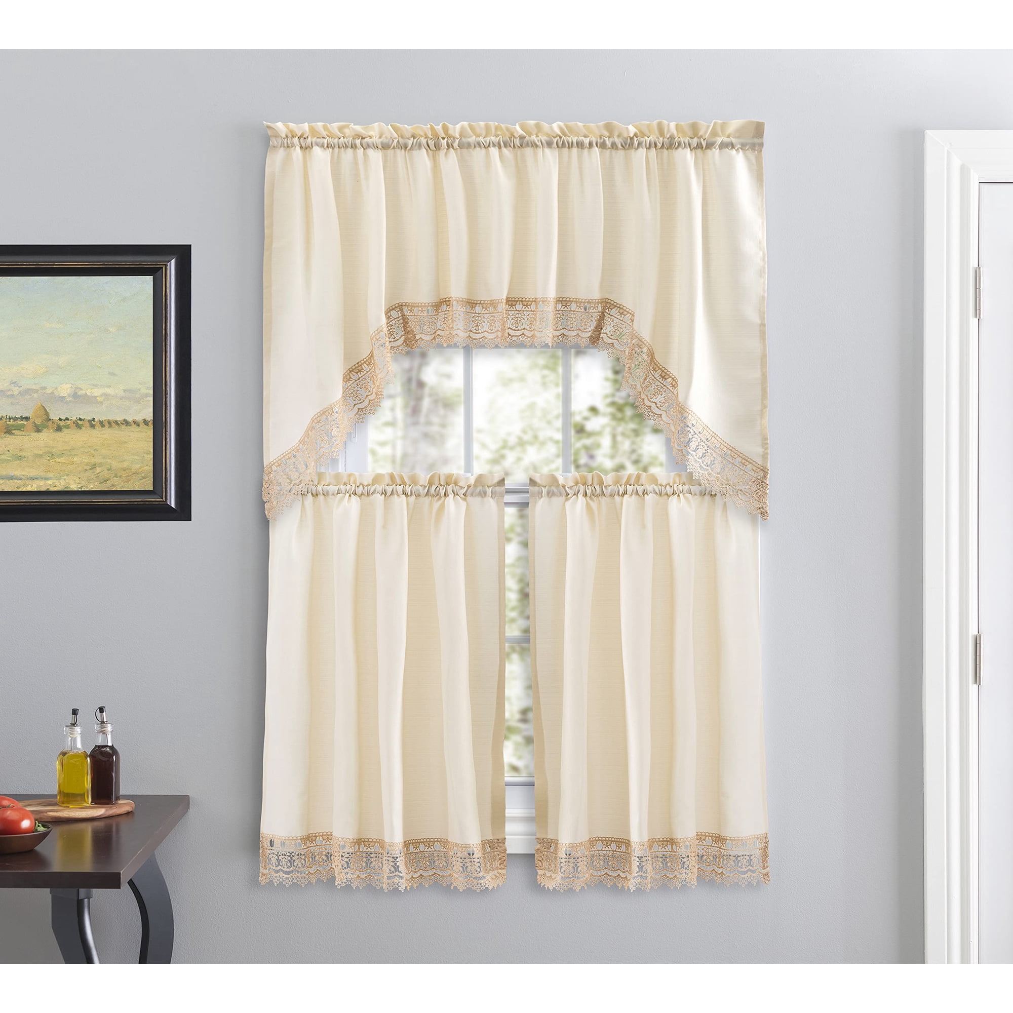 American Linen - Cortinas De Café De Lino Americano Para Cocina Y Baño (beige)