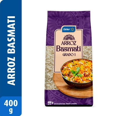 Arroz Grado 1 Grano Largo Basmati Bolsa 400 G Lider