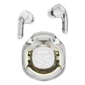 Veat00L - Audífonos Intrauditivos Bluetooth Inalámbricos 5.3 Cápsula Transparente Ipx4 Impermeable Pantalla Digital Led Micrófono Dual Inteligente Cancelación De Ruido De Llamadas