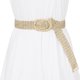 thumbnail image 4 of INSPIRE CHIC Cinturones de Cintura Delgados para Mujeres, Cinturones Bohemios Trenzados y Tejidos para Vestidos con Hebilla de Metal 22.83-33.07" Beige, 4 of 4