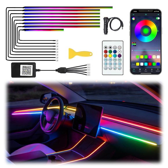 Luces LED para coche TEKSHINNY con app inalámbrica, 16 millones de colores