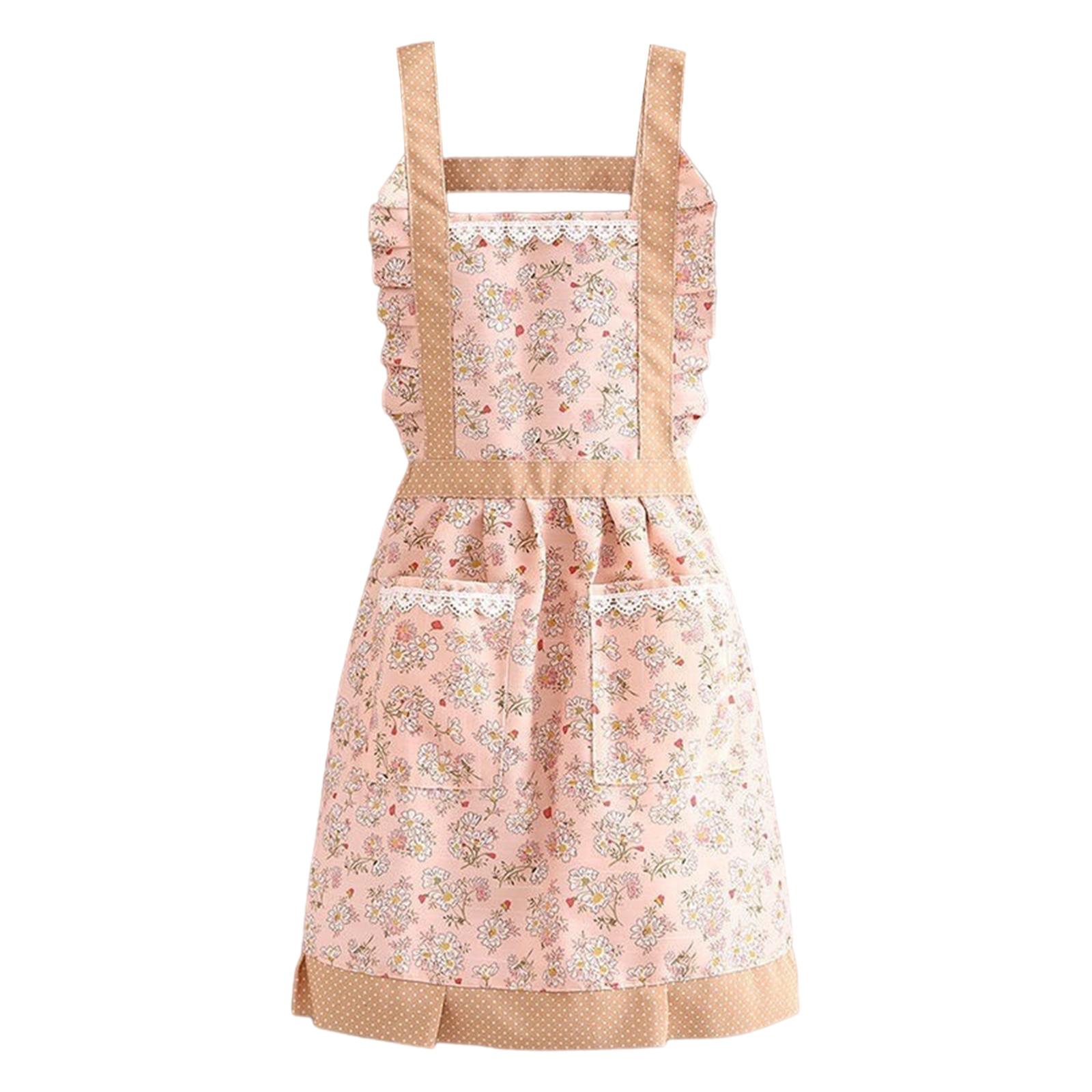 Bothyi - Delantal De Servir Lindo 26.77X35.43 Pulgadas Mujer Chef Delantal Para Floristería Pintura Rosa