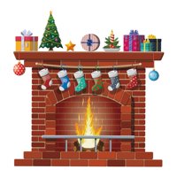 Magideal - Pegatinas Navideñas Para Chimenea, Accesorios De Decoración Navideña, Pegatinas Grandes De Pvc Para Pared Navideña Para Fiestas Navideñas En Interiore