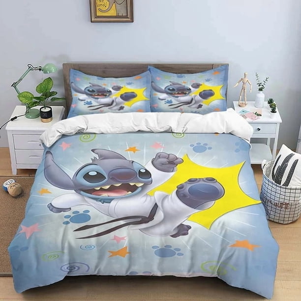 Stitch duvet cover pillowcase, bedding set cute, boy girl duvet cover gift queen size double bed home room bedroom décor Bed Sheets