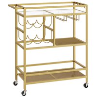 Bar Cart Mahancris Para Servir En 3 Niveles Con Botellero Y Soportes Para Vasos