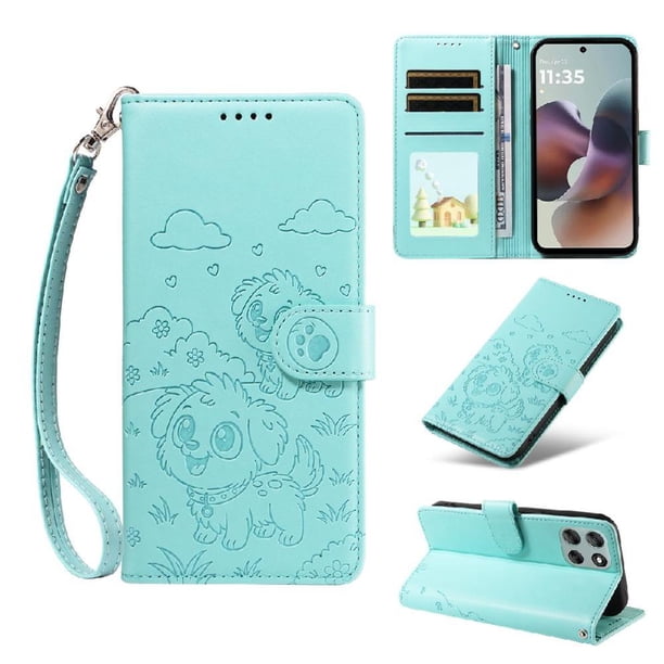 Funda Billetera FOXDOCK Compatible con Motorola Moto G56, Diseño Perrito Tierno, Ranuras para Tarjetas y Soporte Plegable
