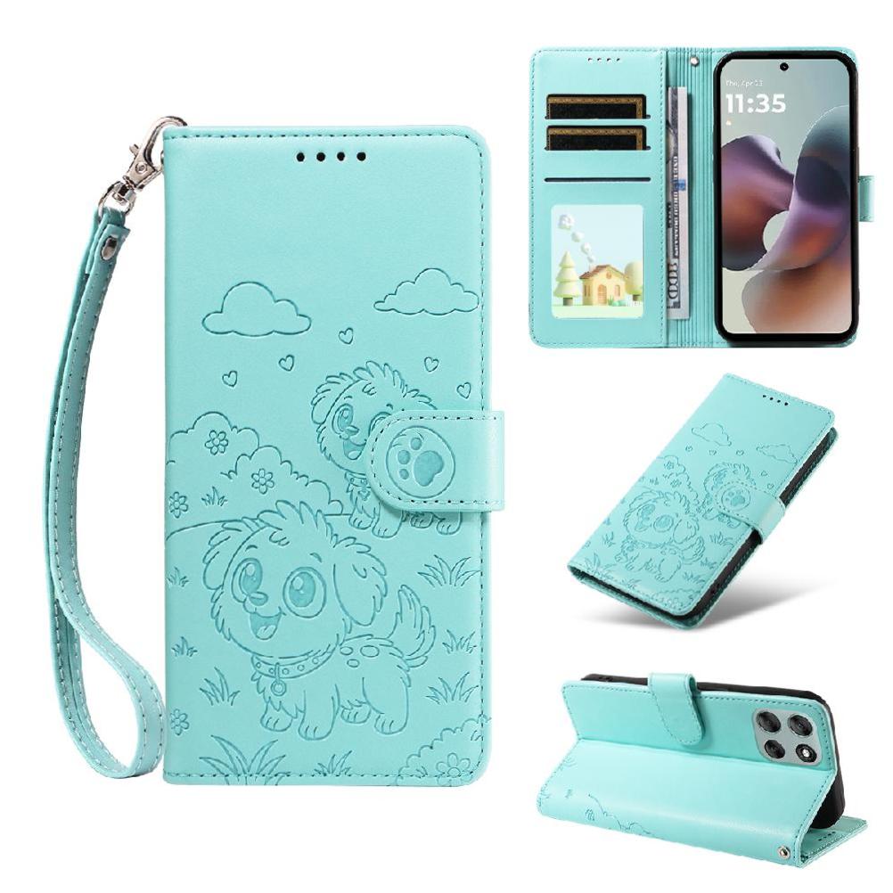 Funda Billetera Foxdock Compatible Con Motorola Moto G56, Diseño Perrito Tierno, Ranuras Para Tarjetas Y Soporte Plegable