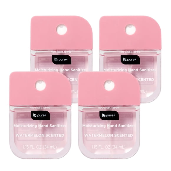 Spray desinfectante para manos b.pure hidratante sandía 34 mL, paquete de 4