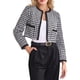 thumbnail image 1 of INSPIRE CHIC Blazer de Pata de Gallo para Mujer Sin Cuello con Frente Abierto Chaqueta de Tweed a Cuadros Recortada XL Negro Blanco, 1 of 5