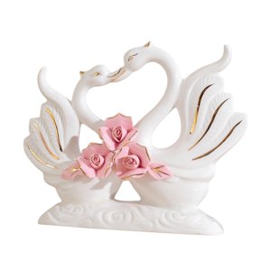 Magideal - De Cisnes, Adorno De Mesa De Animales, Centro De Mesa, Colección Artesanal, Esculturas De Cerámica Para Aniversario, Cumpleaños, Estante De , Rosado