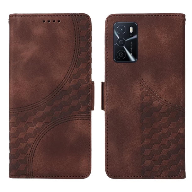 Carcasa FOXDOCK OPPO A55 5G/4G de cuero PU, diseño acolchado clásico, protección contra caídas y rayones