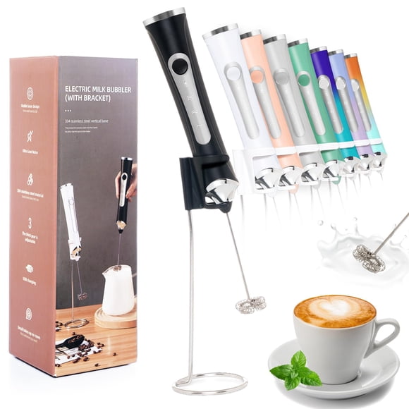 Espumador de leche recargable Dejaf, 3 velocidades, 2 cabezales, negro