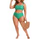 thumbnail image 4 of Agnes Orinda Bikini de Dos Piezas para Mujer de Talla Grande, Cintura Alta, Control de Abdomen, Realce, para Vacaciones, Talla 2X, Verde, 4 of 7