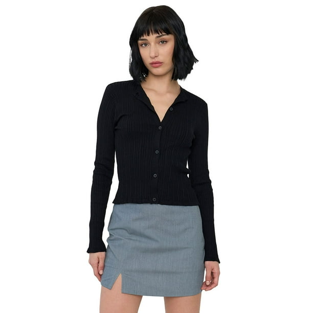 Sweater Mujer Cárdigan Botones Negro Corona