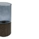 thumbnail image 3 of Florero Decorativo De Vidrio Liso Tonos Gris Con Base Madera gris oscuro, 3 of 8