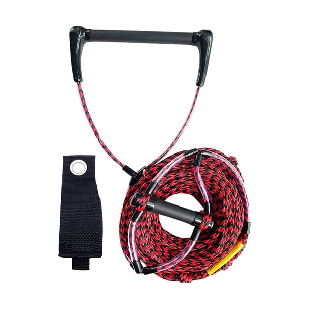Cuerda de Wakeboard con asa Línea de ejercicio acuáticos Competición Slalom Cuerda de esquí acuático Cuerda de Wakeboard con asa para esquí acuático rojo negro 60 pies