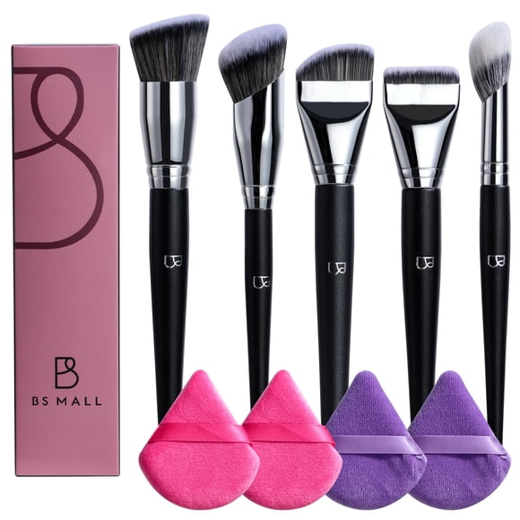 Set de Brochas de Maquillaje BS-MALL 5 Piezas + 4 Esponjas Triangulares