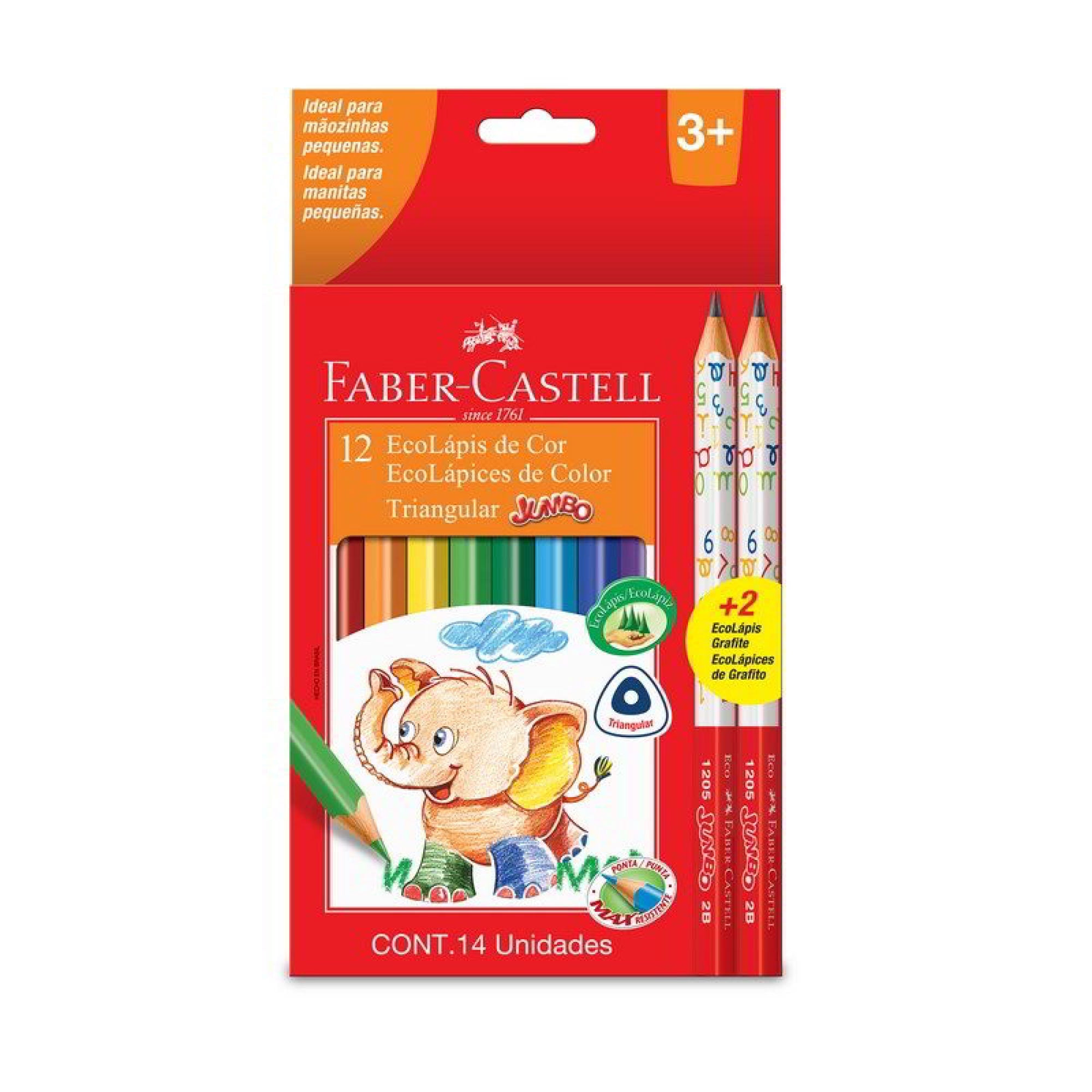 Lápices De Colores Jumbo 12 Un + 2 Lápices Grafito None Faber-Castell