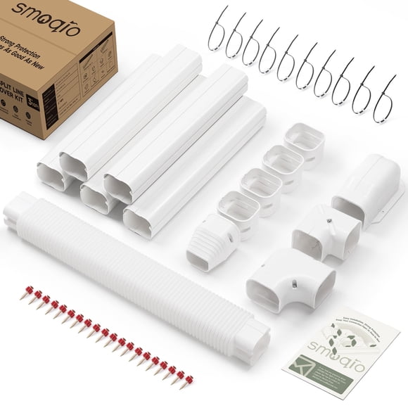 Set Line Set Cover SMOQIO Mini Split, 3 pulgadas, 3 m, PVC blanco