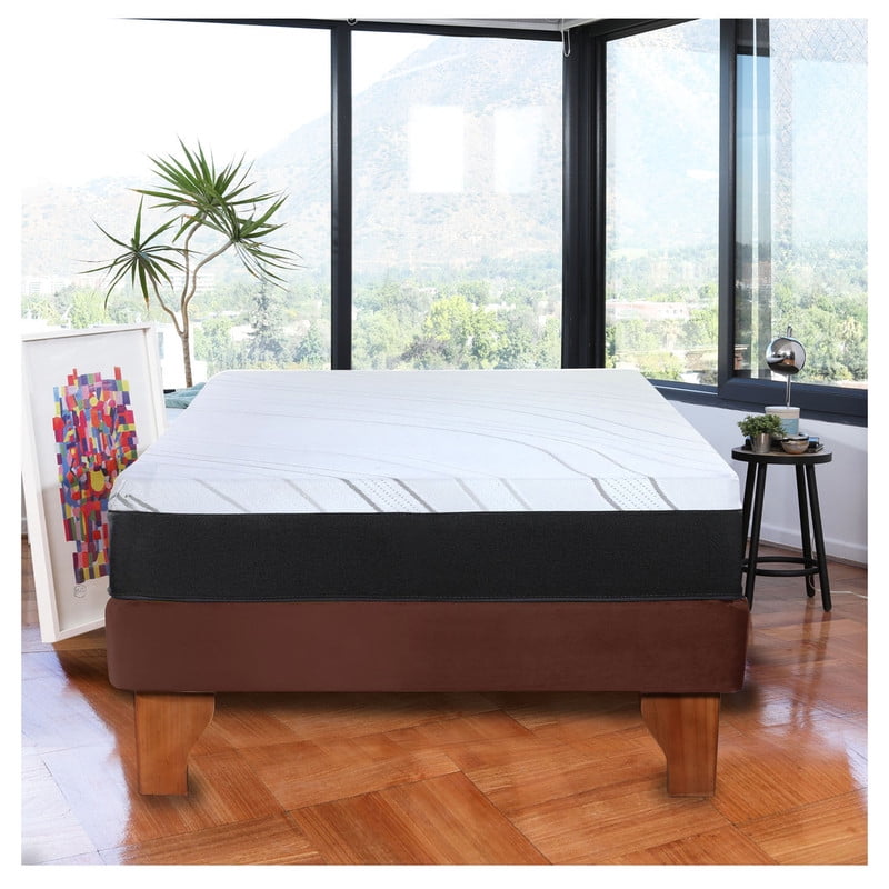 Latam Home - Cama Europea Zen Pro Colchon Resortes 1.5 Plaza Base Dividida Tela Café