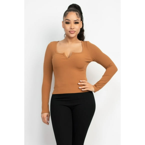 Top Liso Con Cuello En V