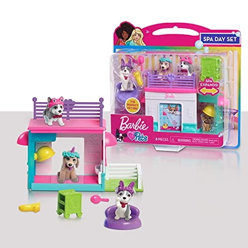 Barbie Spa de Mascotas, Juego Conectable 8 Piezas con Figuras y Accesorios, por Just Play Just Play -