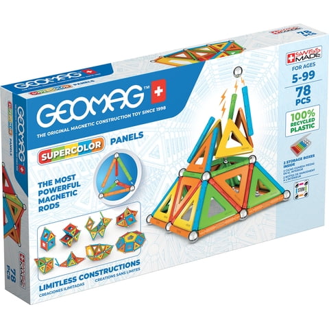 Geomag - Juego De Creacion Magnético Supercolor (78 Piezas) - Línea Ecológica