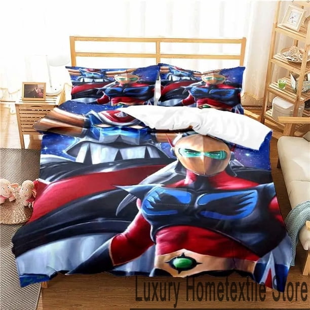 Goldorak Grendizer UFO Robot Bedding Set,Duvet Cover Bed Set Quilt Cover Pillowcase, Boy Girl Adult Bed Sheets