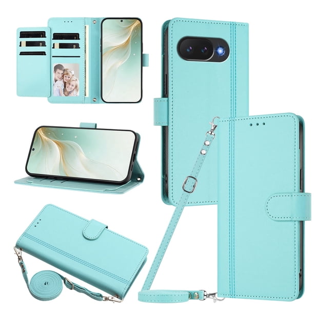 Google Pixel 10A Funda con Ranuras para 9 Tarjetas, Verde Claro