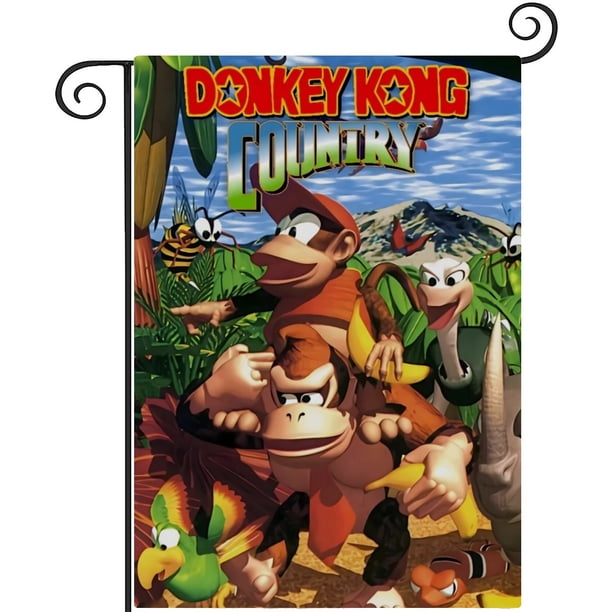 Donkey Kong Country-bandera de jardín temática. Regalo perfecto para fans, amigos y familiares, ideal para actividades al aire libre y decoración de fiestas.28CM*45CM