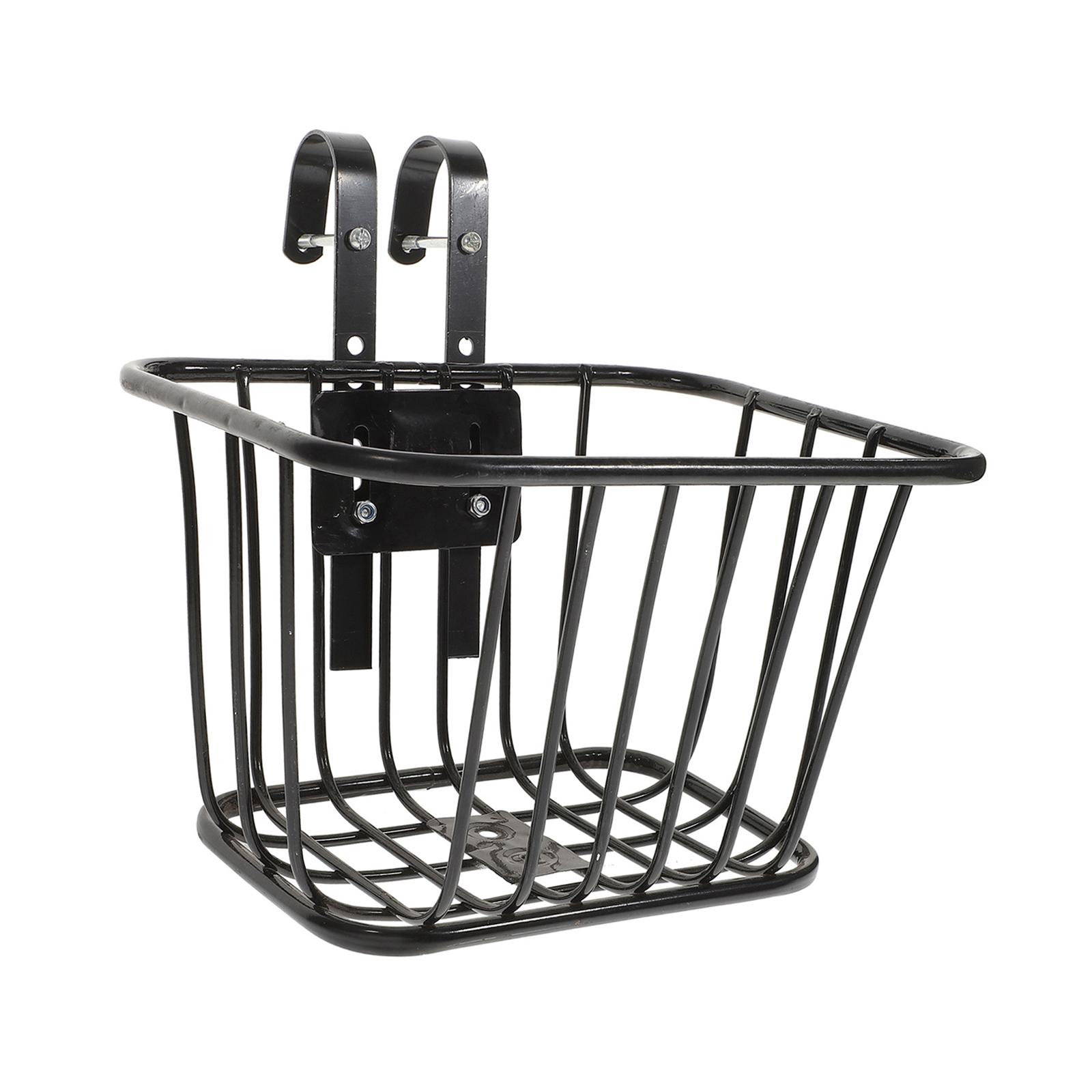 Magideal - Cesta De Almacenamiento Para Bicicletas De Alambre De Metal Frontal Con Accesorios De Gancho Fácil De Instalar Negro Para Bicicleta De Montaña 9,8 X 7
