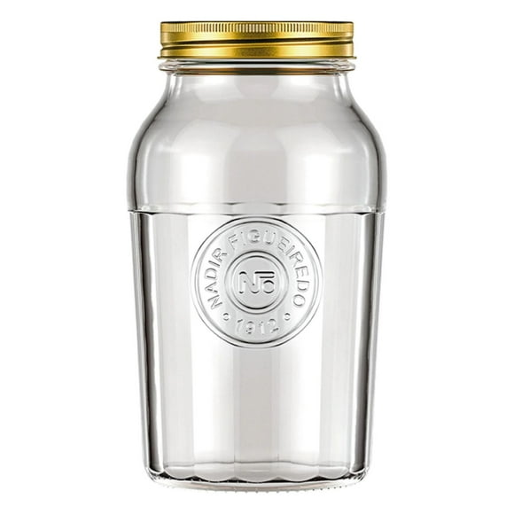 Frasco Americano Vintage Nadir Vidrio 1500mL Tapa Dorada Cocina