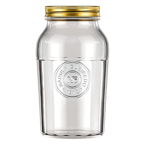 Frasco Americano Vintage Nadir Vidrio 1500Ml Tapa Dorada Cocina