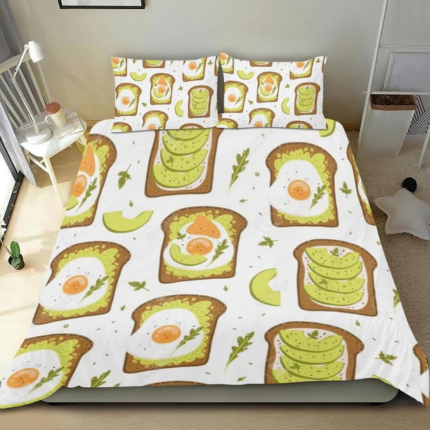 Pan Tostado Conjunto de sábanas temático, trío de piezas, cómodo y amigable con la piel, diseño único, regalo de decoración para el hogar para familiares, amigos y fans, 90 cm * 190 cm