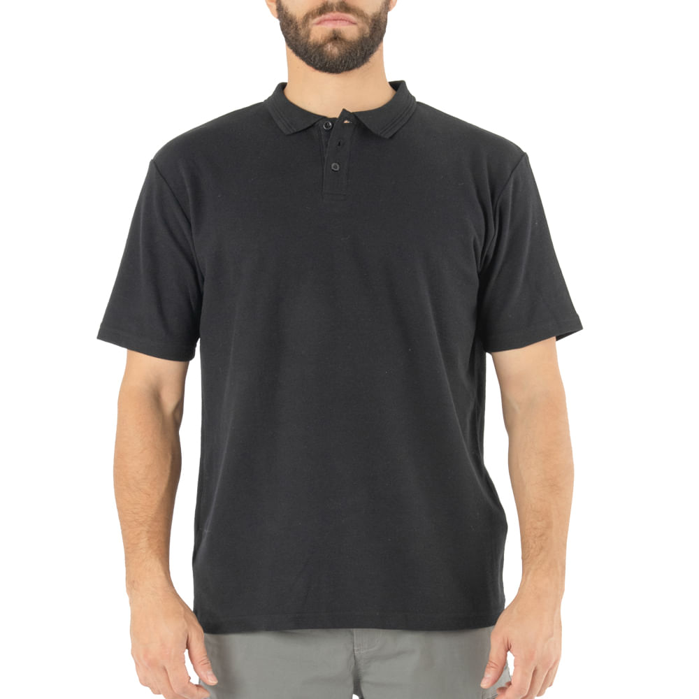 Polera Pique Quebec Manga Corta Negro Hombre