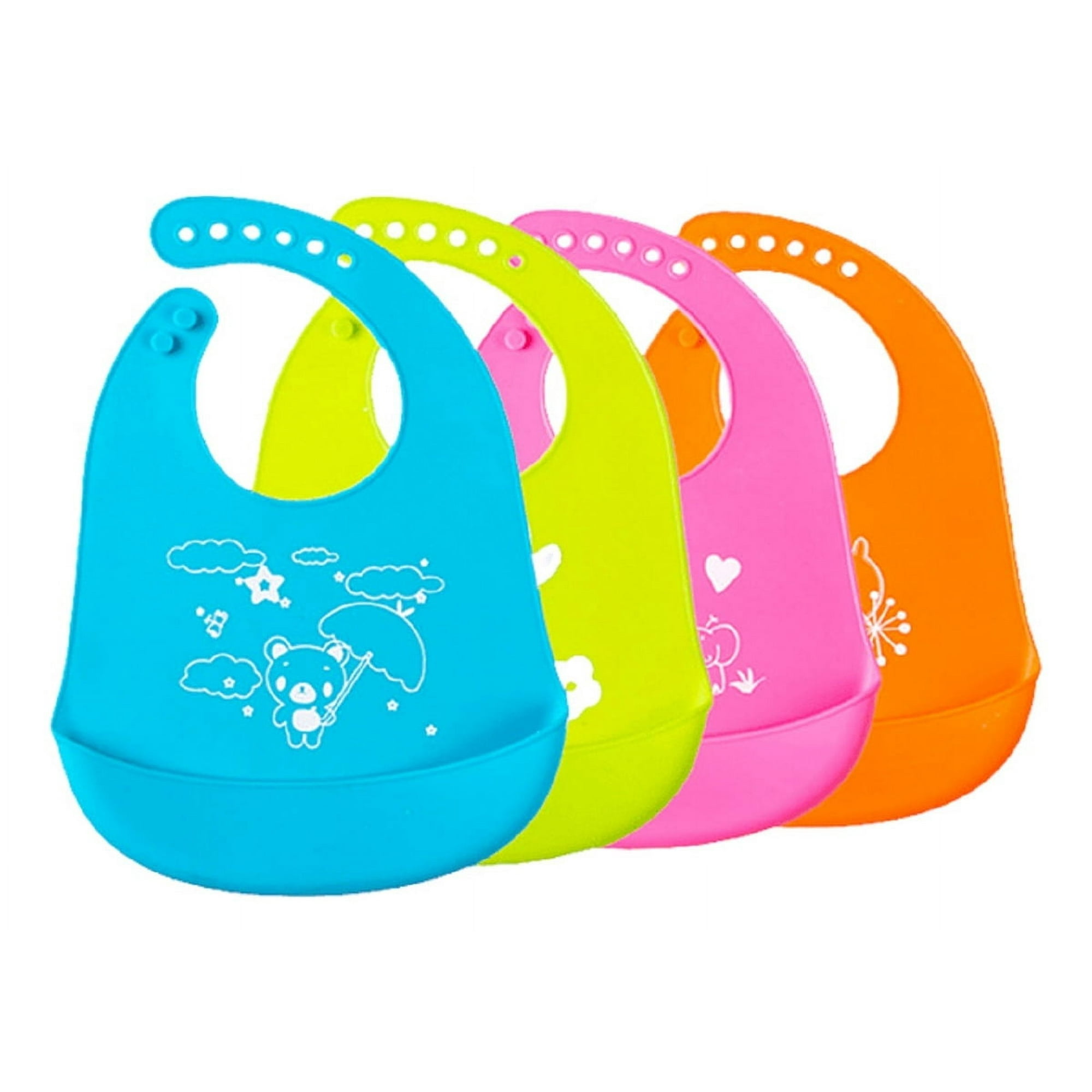 Genérico - Set 4 Baberos Impermeables Silicona Antiderrame Bebes Lau