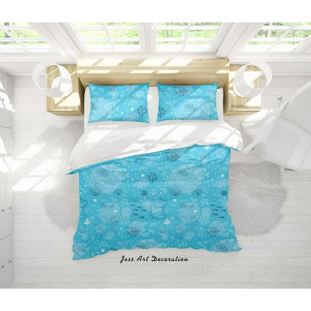 3D Vida Marina Animal Funda de edredón Juego de ropa de cama Funda de edredón Fundas de almohada WJ