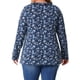 thumbnail image 3 of Agnes Orinda Ropa de Halloween para Mujeres de Talla Grande Tops Florales para Escuela y Universidad Blusa Túnica con Volantes de Cuello en V y Manga Larga 2X Azul Marino, 3 of 6