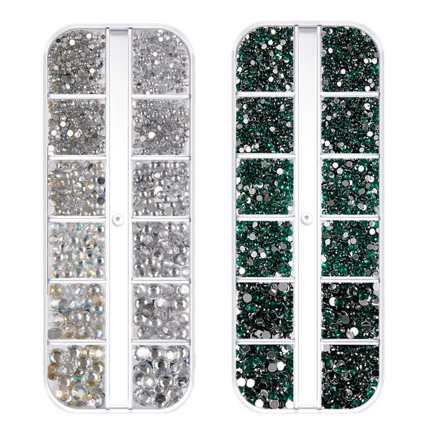 Diamantes de imitación para decoración de uñas, diamantes de imitación de maquillaje con parte trasera plana de color