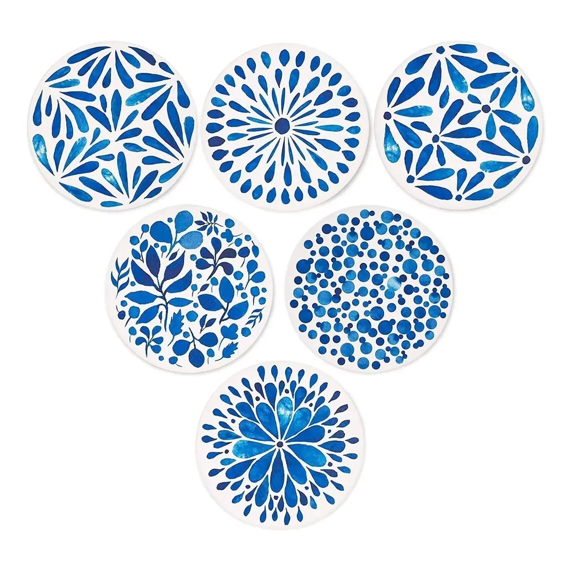 Genérica - Set De 6 Posavasos De Cerámica Acuarela Diámetro 10cm