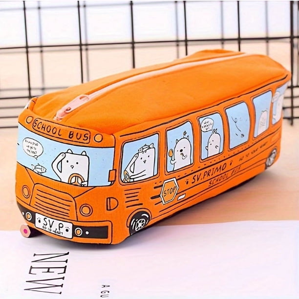 2023 Back to School Supplies: 1pc Cute Cartoon Bus Pencil Case, Perfect Gift for Kids on Children's Day!