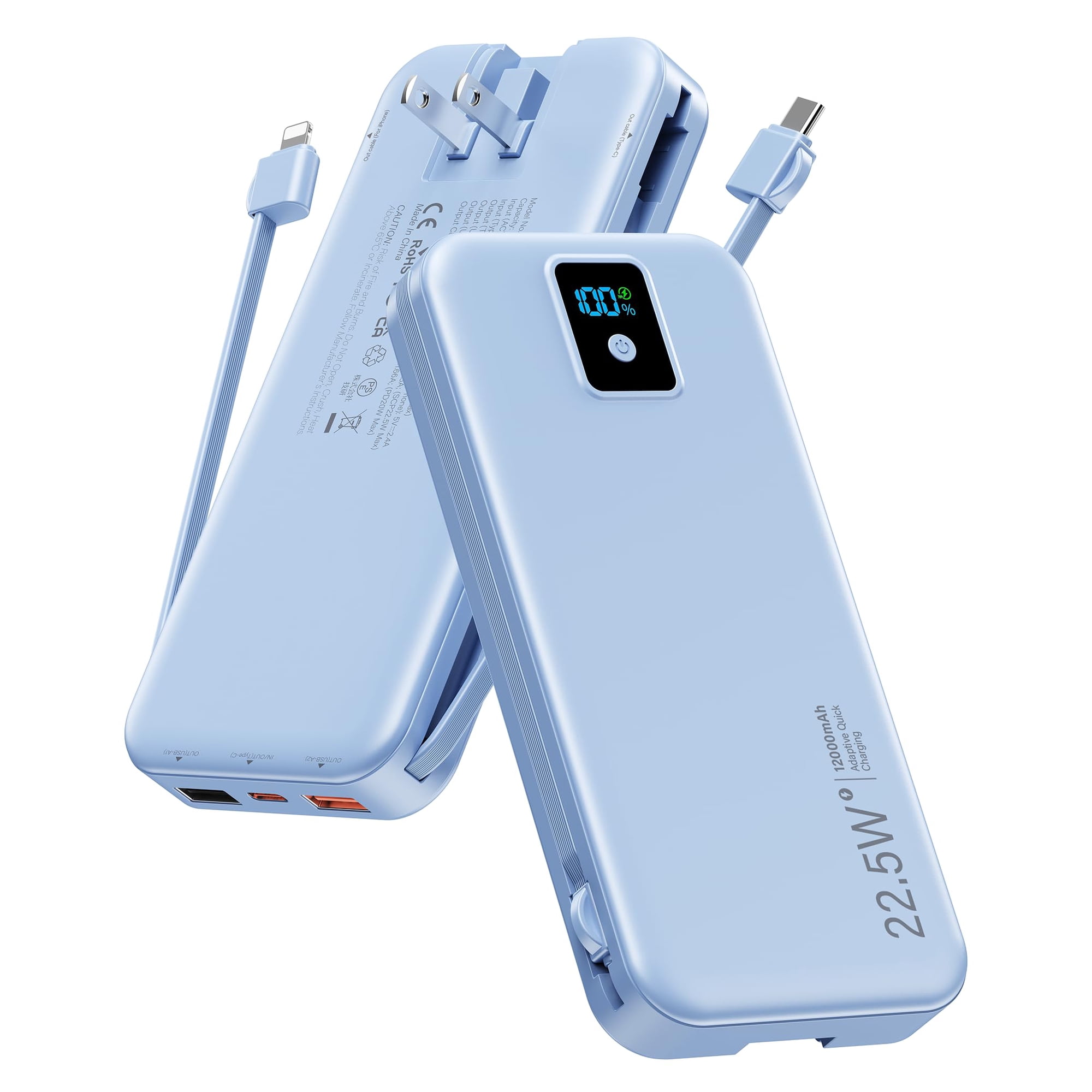 Cargador Portátil Rngsnoy 12000mah 22.5w De Carga Rápida Azul