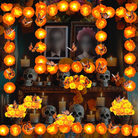 Set de decoración del Día de los Muertos JYNTERPLAY 56 piezas con luces