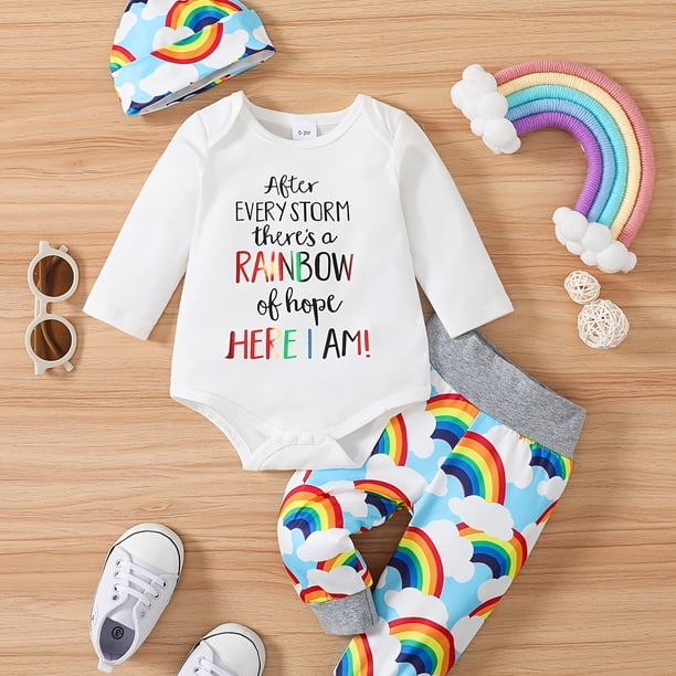 Baby Boys Girls Bodysuit & Pants & Hat With Cartoon Graphic Baby Clothes Baby Layette Sets