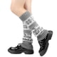 thumbnail image 2 of Calentadores de piernas de punto para invierno, con lazo blanco, calcetines largos sin pies, cálidos y navideños, mangas altas para mujer, 2 of 5