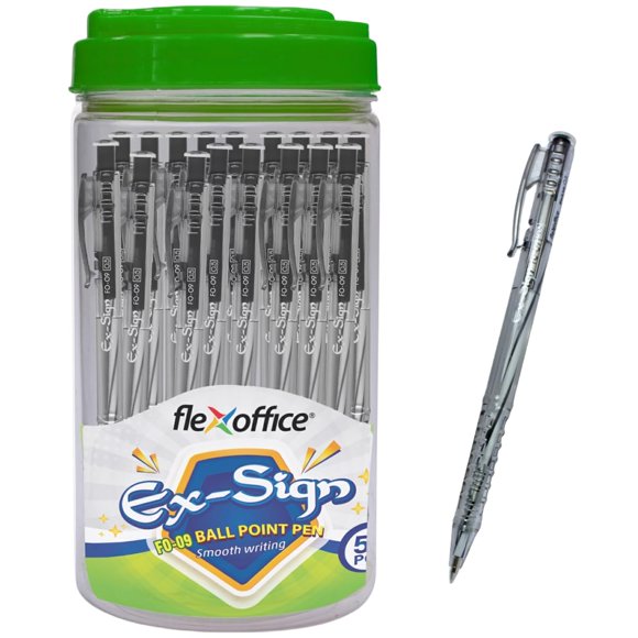 Bolígrafos de bola FLEXOFFICE 0,5 mm tinta negra (paquete de 50)