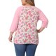 thumbnail image 4 of GRACIA Y GRANDEZA Disfraces de Halloween Blusa Floral para Mujer Tallas Grandes Cuello Redondo Manga 3/4 Raglán Top Campesino Casual 3X Rosa Claro, 4 of 8
