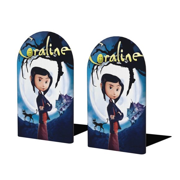 Coraline Sujetalibros decorativos temáticos, tope para estantería con base antideslizante, uso dual para hogar y oficina - 2 piezas